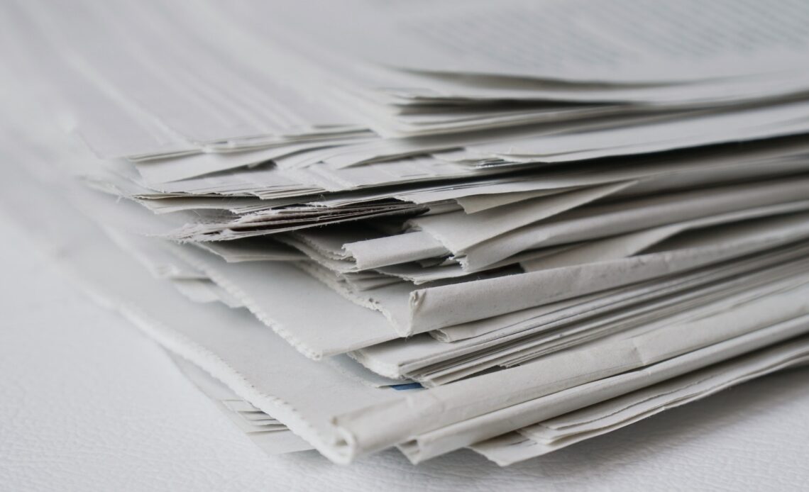 close-up of a pile of newspaper as a news and media concept